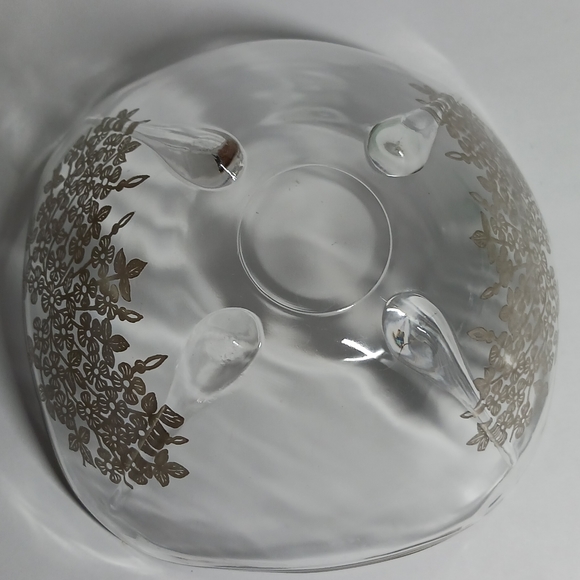 Viking Glass Silver Overlay Bowl Flowers 6.5" Vintage Art Deco USA Made - Picture 4 of 4